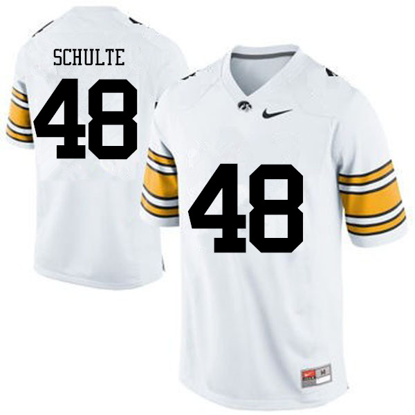Men Iowa Hawkeyes #48 Bryce Schulte College Football Jerseys-White - Click Image to Close